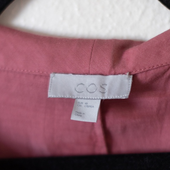 COS Womens Folded Collar Draped Shift Dress Short Sleeve Mauve Rose - Picture 3 of 4